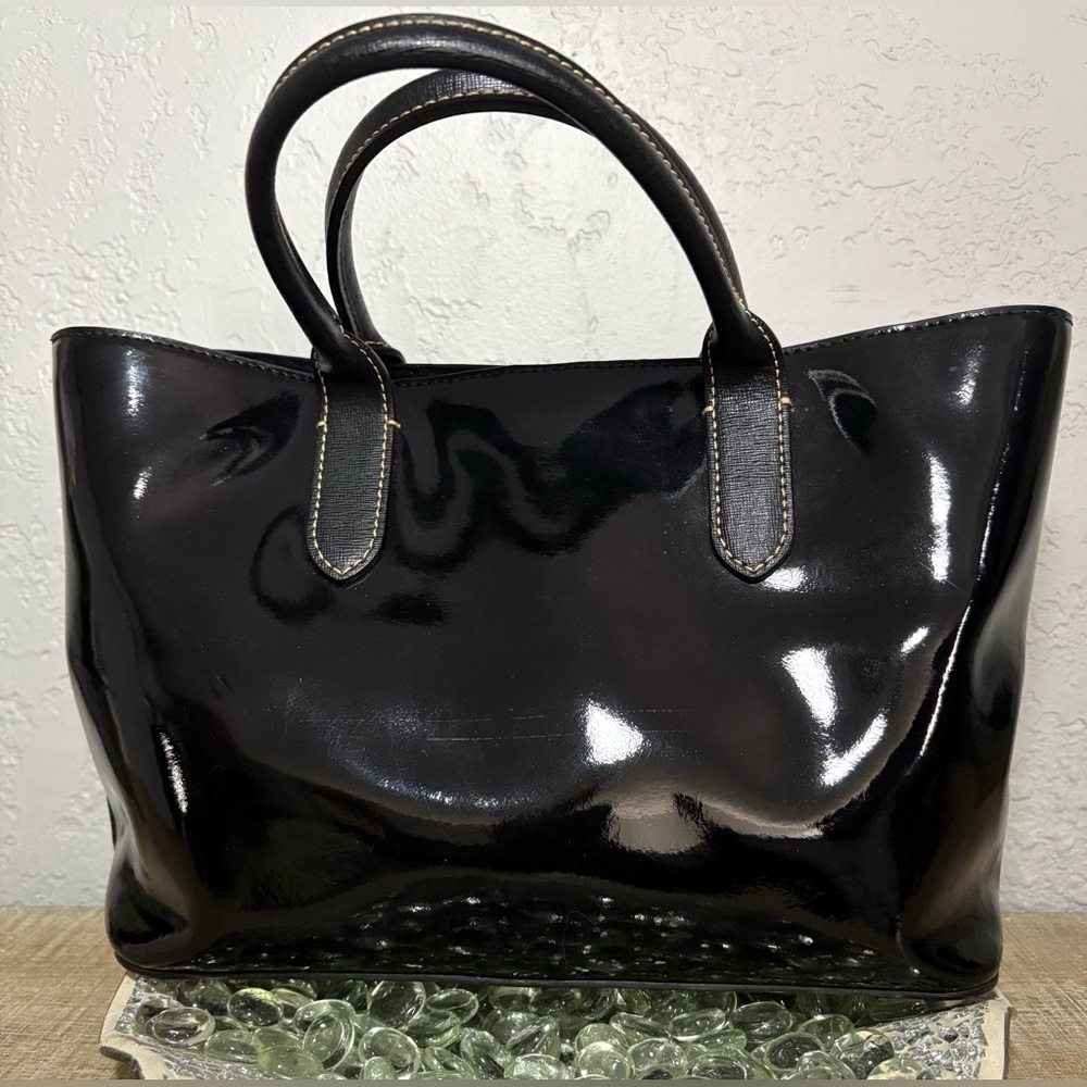 Dooney & Bourke Black Patent Leather Tote Bag Medium Shoulder Handbag-EUC! - Picture 4 of 10